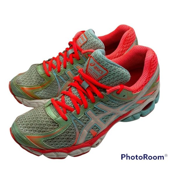 Asics Gel-Flux Womens 8.5 Sneakers Shoes Running Mint Green Coral - Picture 3 of 8